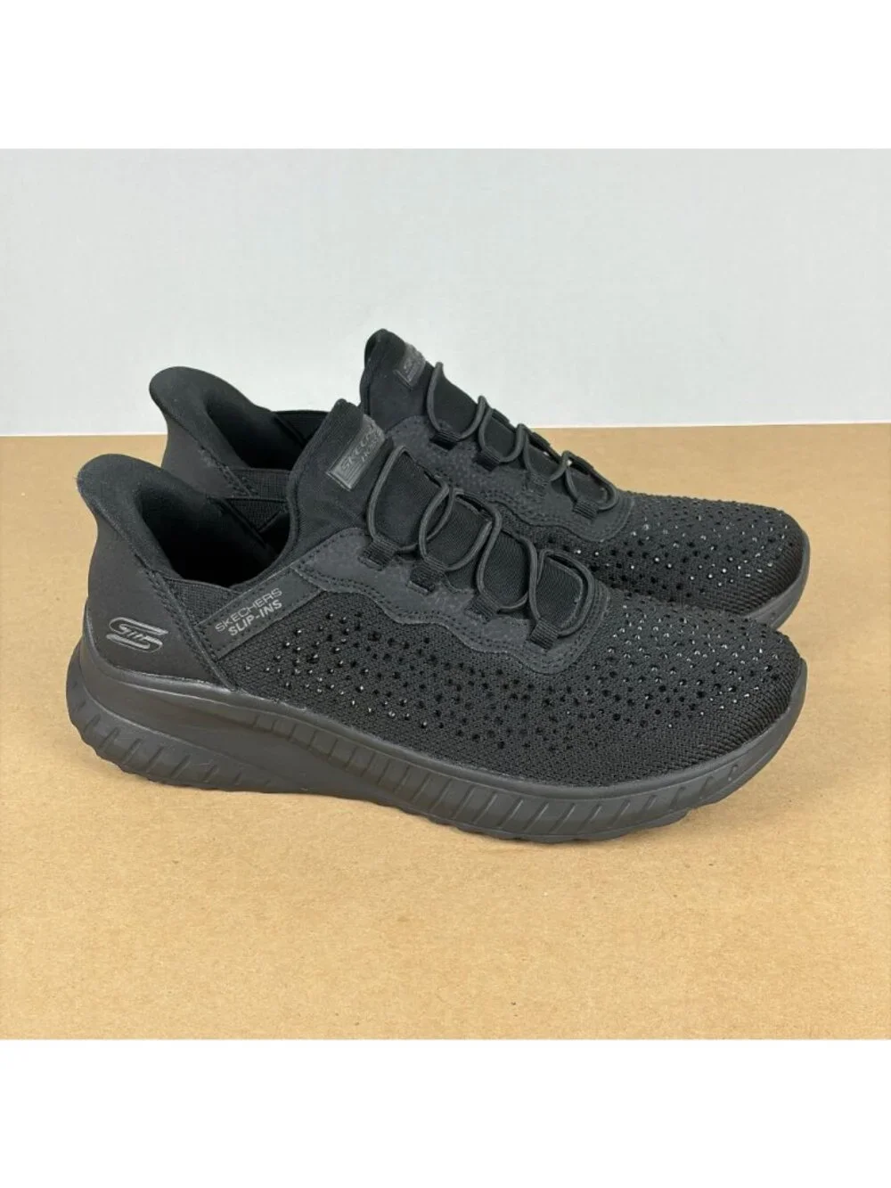 Skechers Bobs Slip-Ins Sport Chaos Daily Glitz Athletic Shoes Womens 7 Black